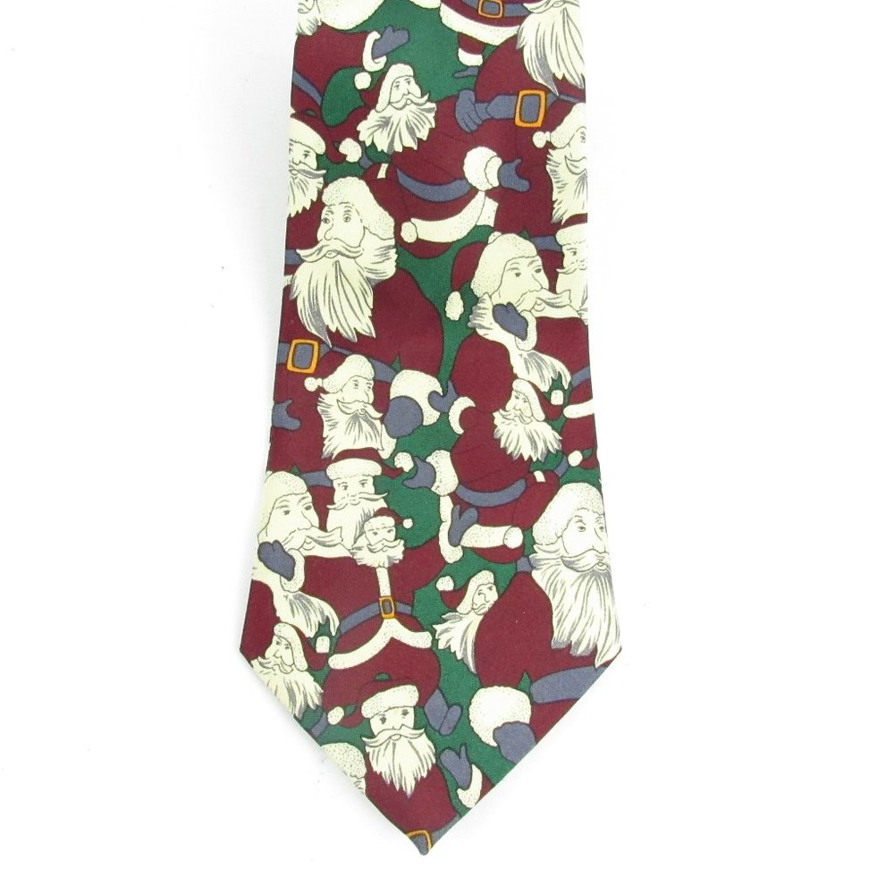 Mercedes Christmas Santa Claus Tie 61" Long Handmade Silk